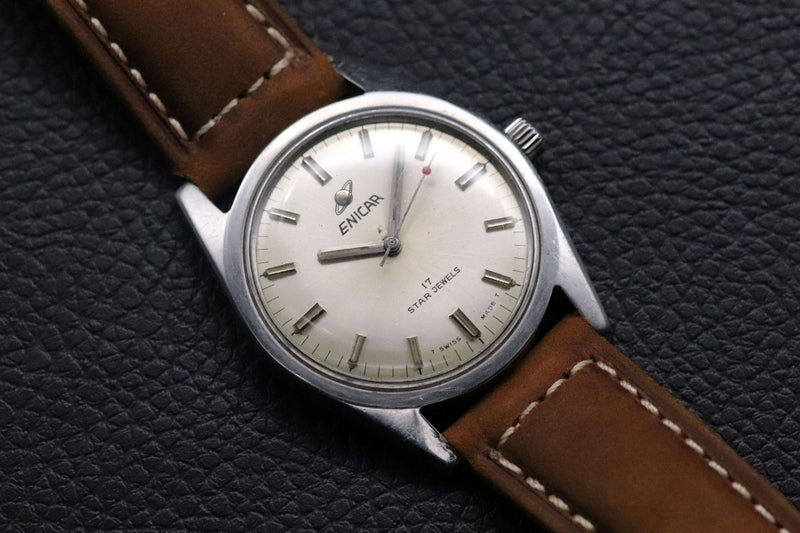 Enicar Ocean Pearl 160-39-03B Big Crown Cream Dial 1970