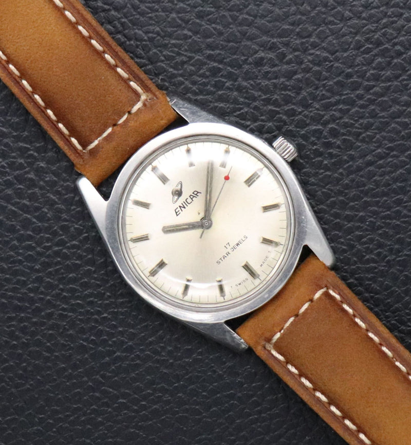 Enicar Ocean Pearl 160-39-03B Big Crown Cream Dial 1970